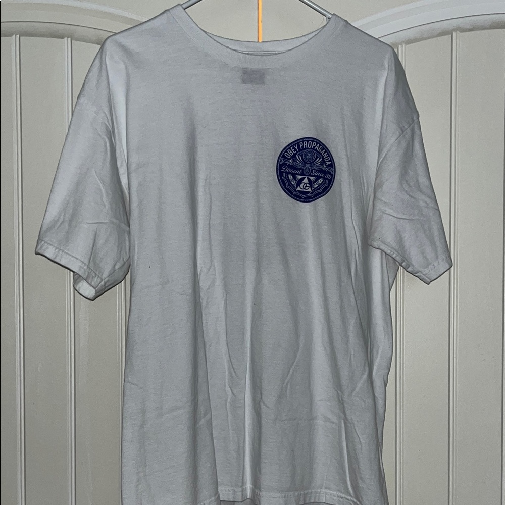 Obey White and Blue Graphic Tee